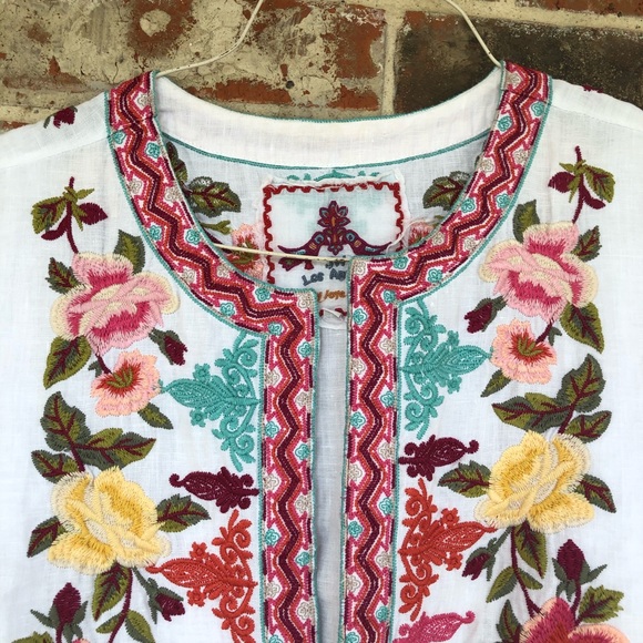 Johnny Was Embroidered Sleeveless Pocket Kimono L - Picture 5 of 16